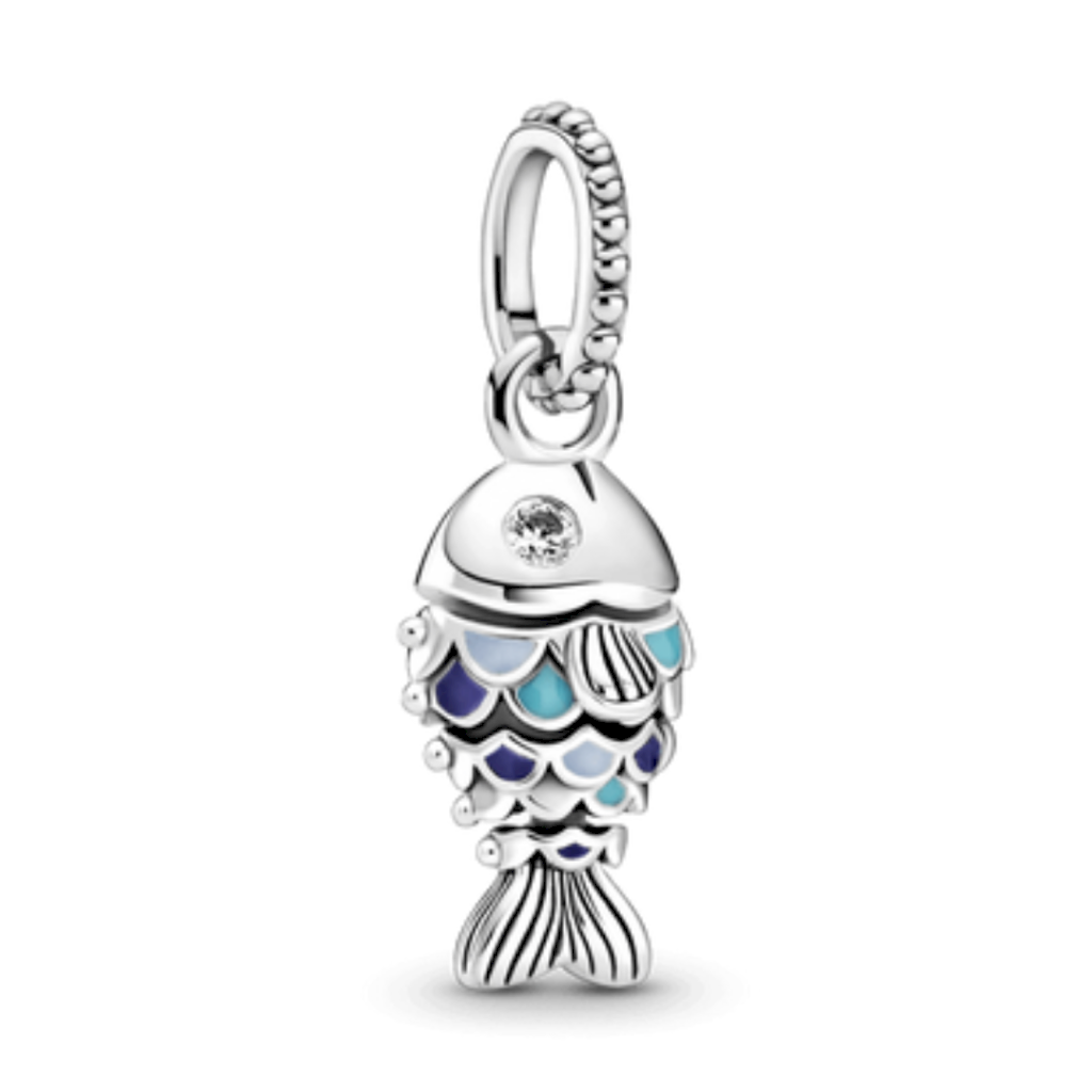 BERLOQUE PEIXE DE ESCAMA AZUL PAN - PRATA 925