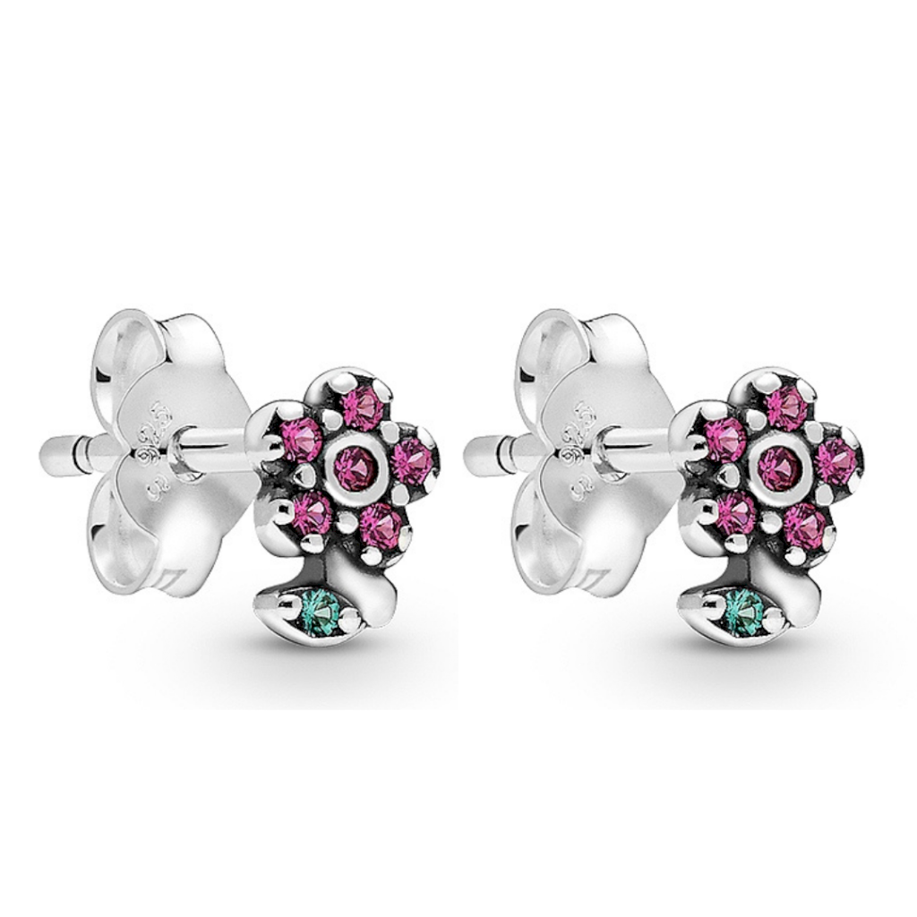 BRINCO FLOR ROSA PAN - PRATA 925