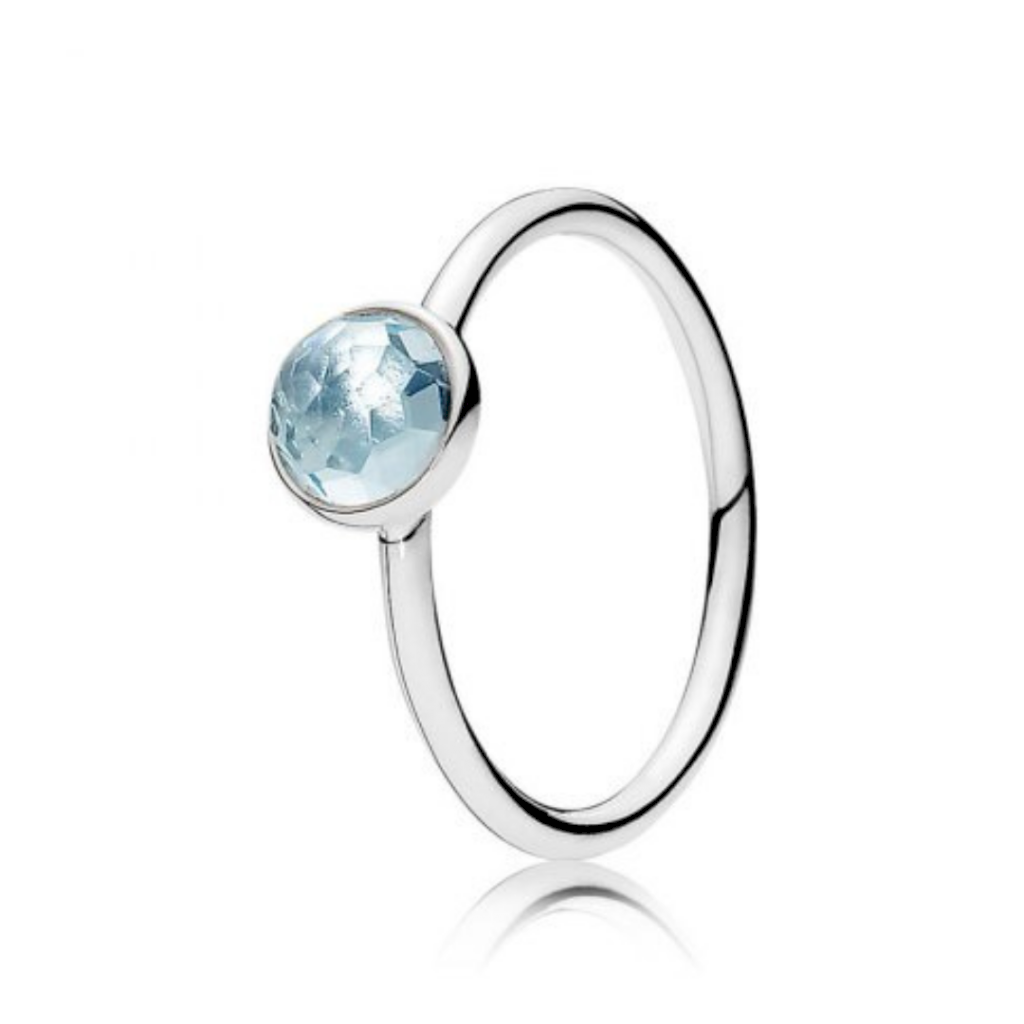 ANEL AZUL CLARO PAN - PRATA 925