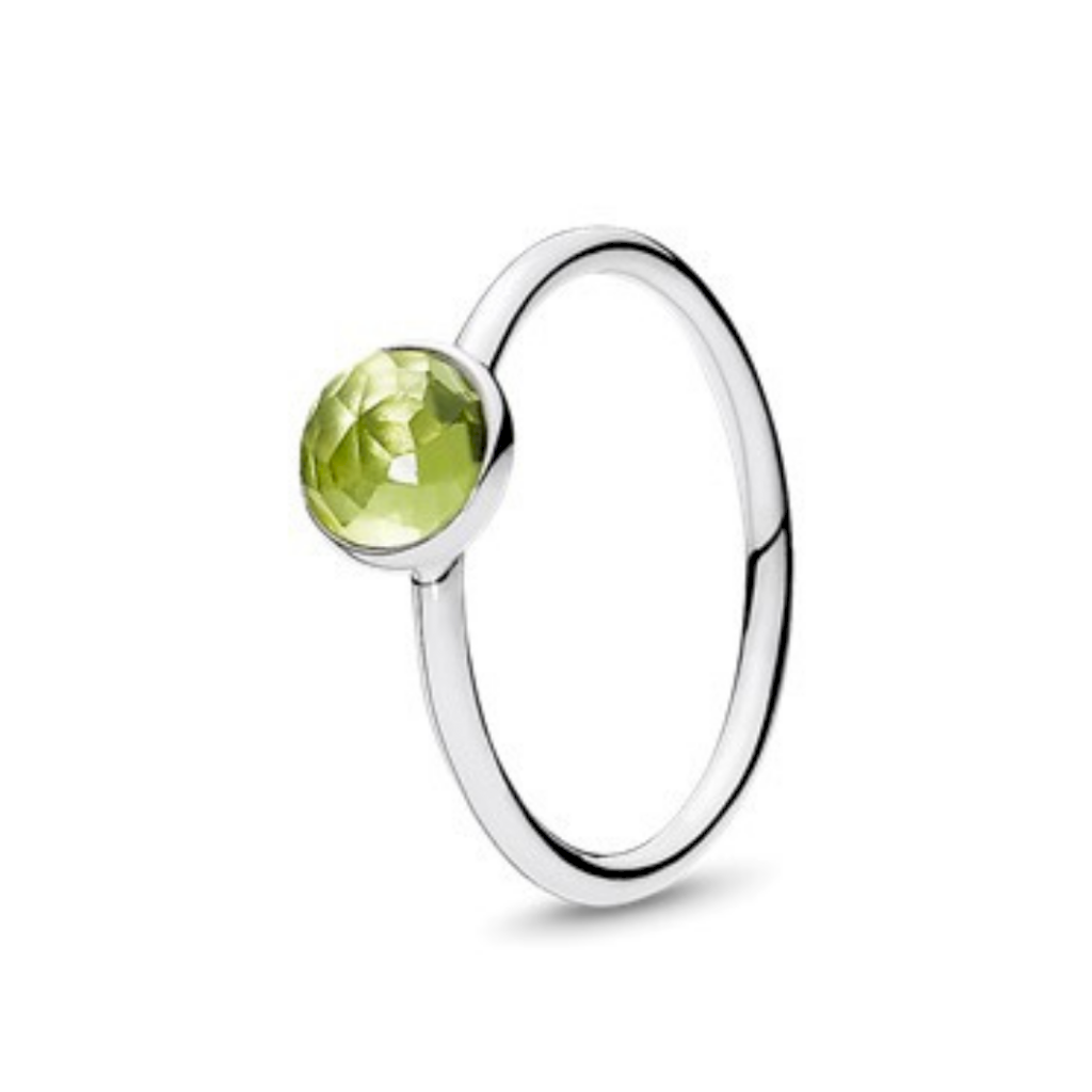 ANEL CIRCULO VERDE CLARO PAN - PRATA 925