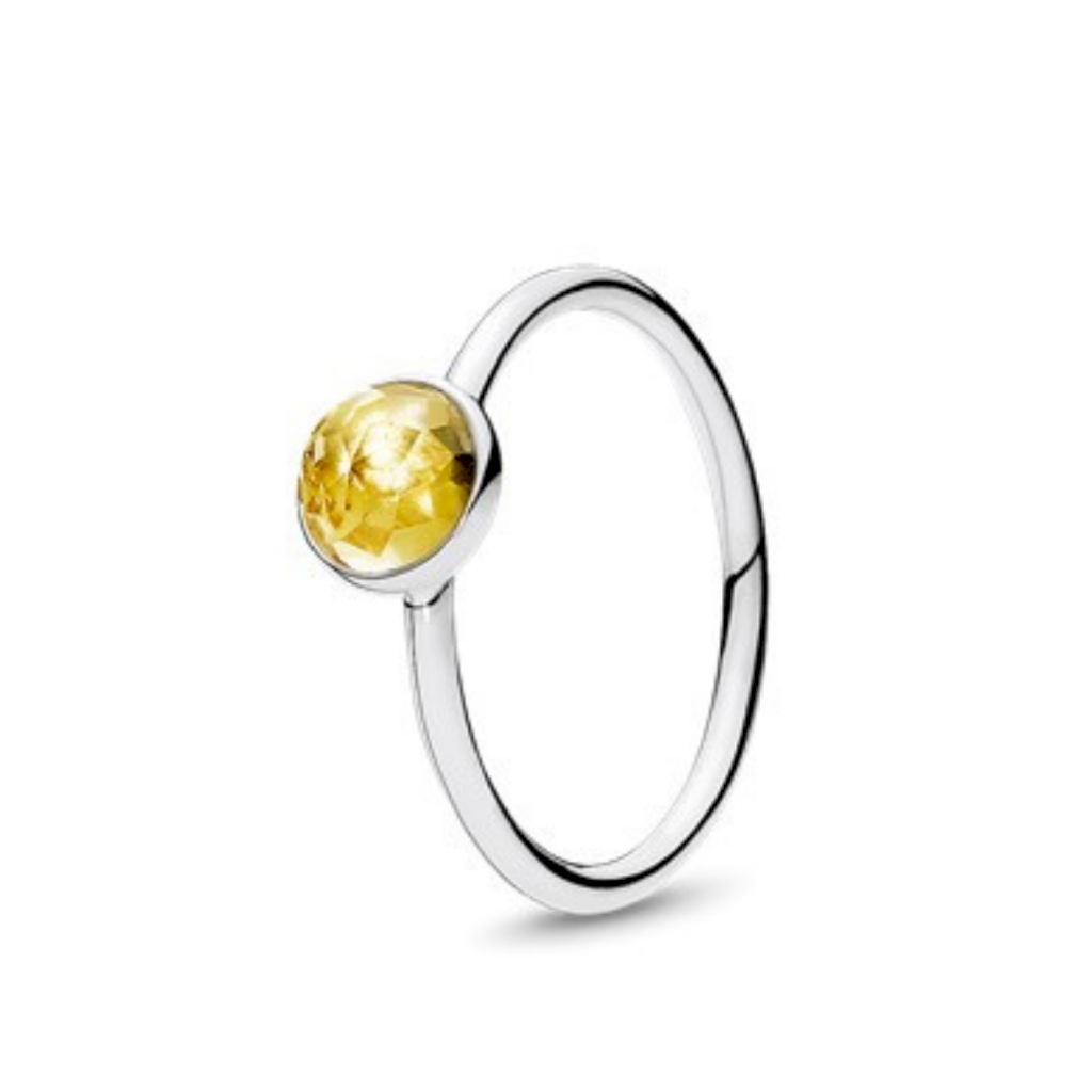 ANEL CIRCULO AMARELO PAN - PRATA 925