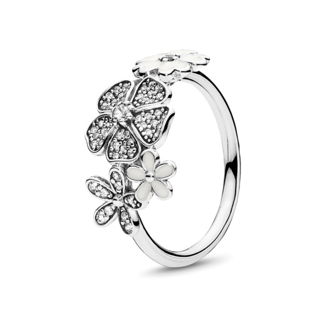 ANEL COROA DE FLORES PAND - PRATA 925