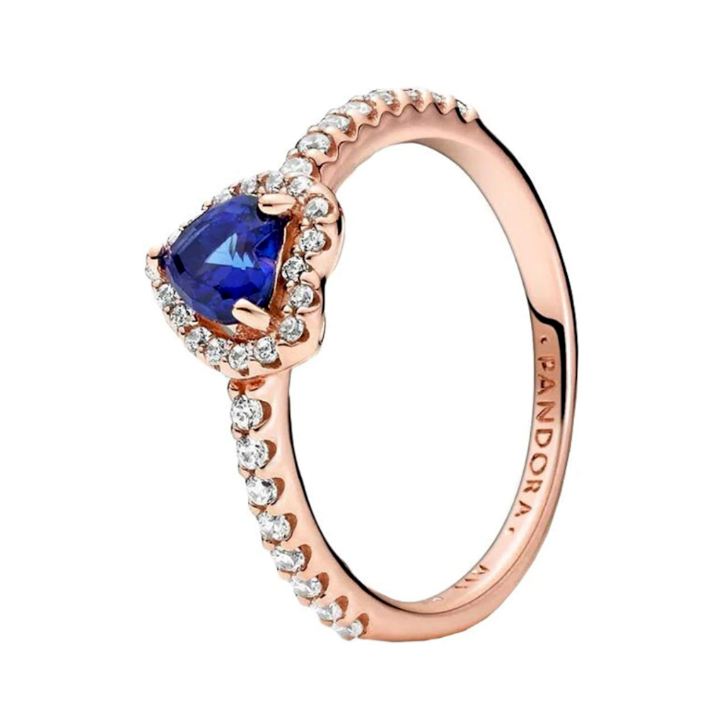 ANEL CORAÇÃO AZUL - BANHADO A OURO