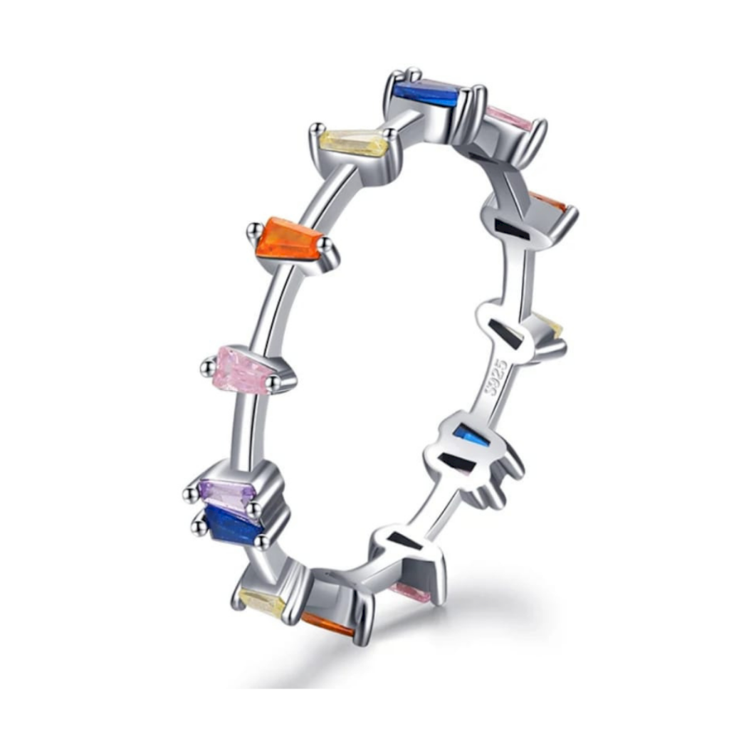 ANEL CRISTAL CORES - PRATA 925