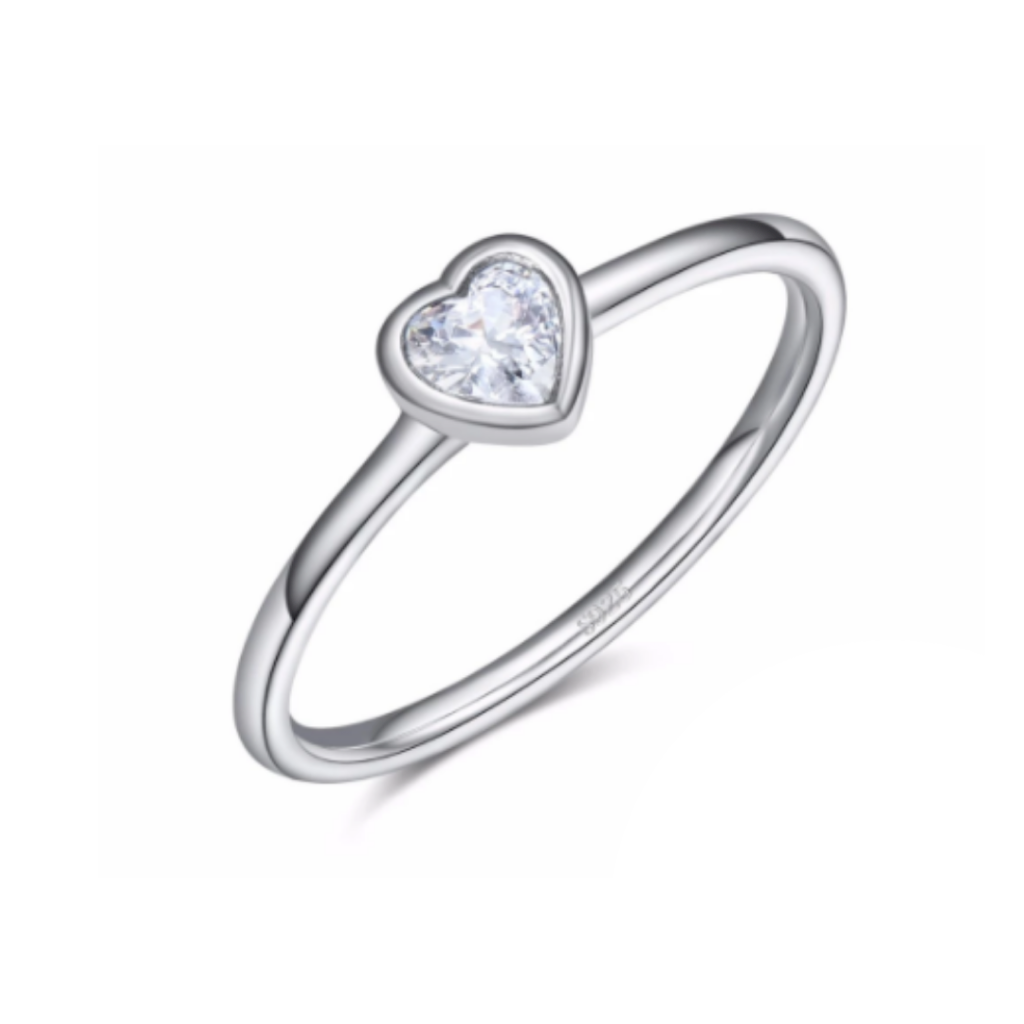 ANEL CORAÇÃO DELICADO  - PRATA 925