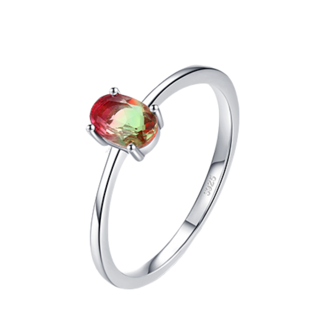 ANEL PEDRA VERMELHO COLOR - PRATA 925