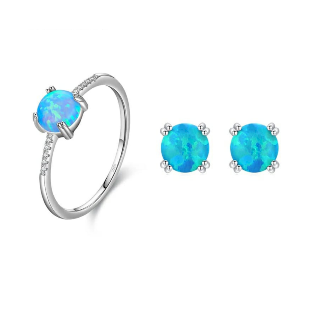 CONJUNTO AZUL CINTILANTE - PRATA 925