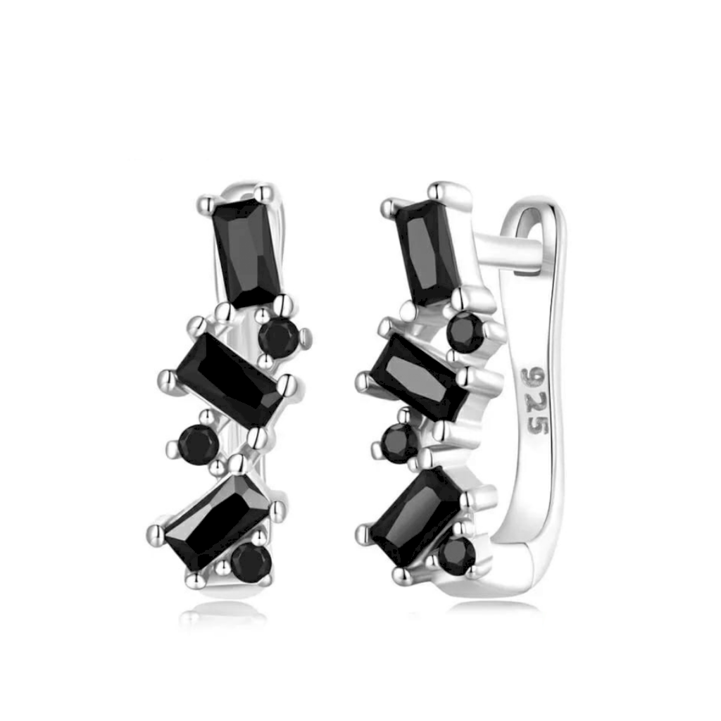 BRINCO BARRAS NEGRAS - PRATA 925