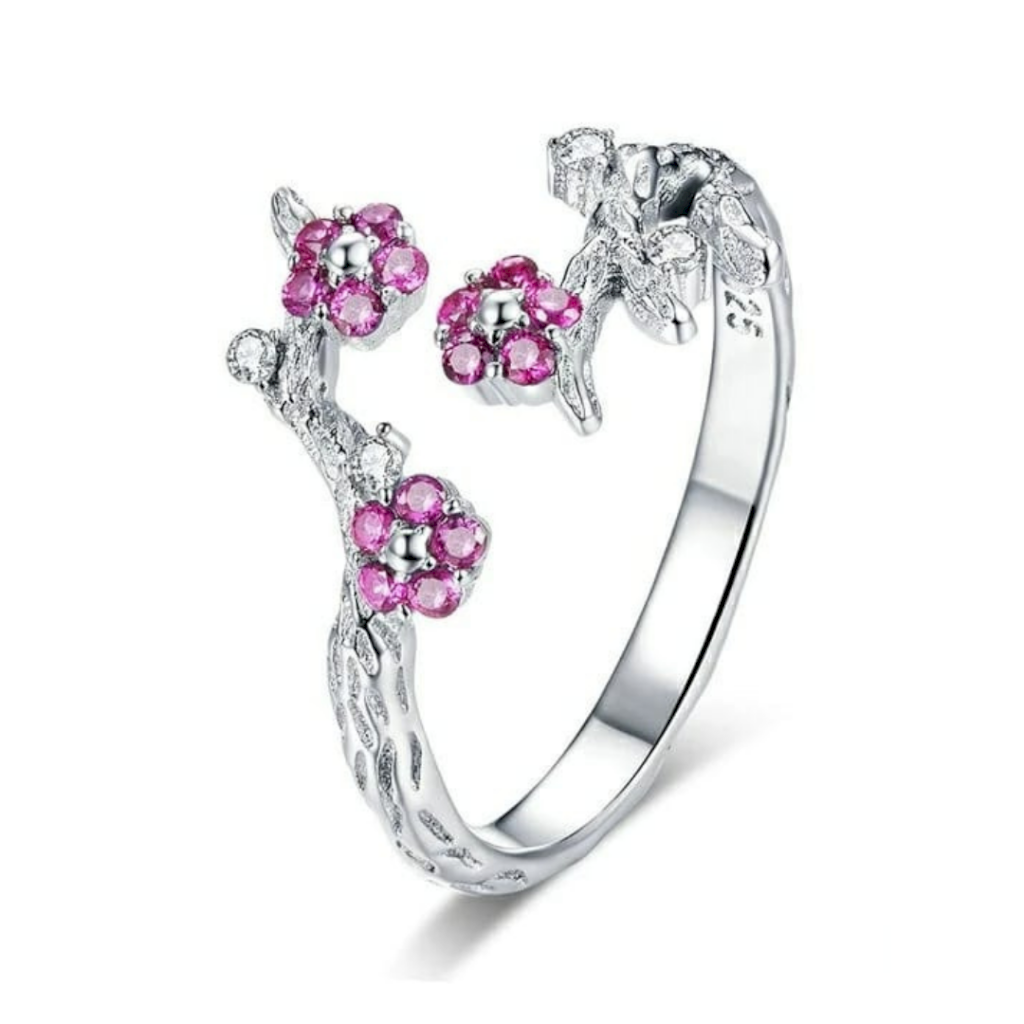 ANEL FLOR DE AMEIXA - PRATA 925