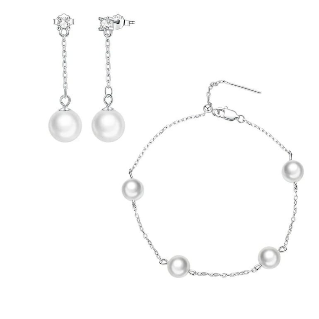 CONJUNTO PEROLAS LUXO - PRATA 925