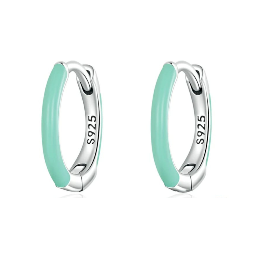 BRINCO ESMALTE VERDE HORTELÃ - PRATA 925