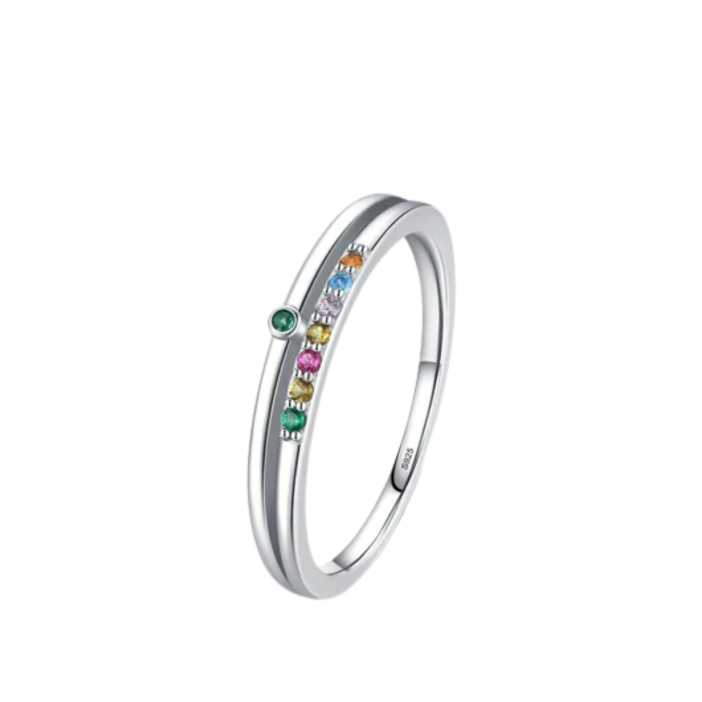 ANEL ARCO-ÍRIS - PRATA 925