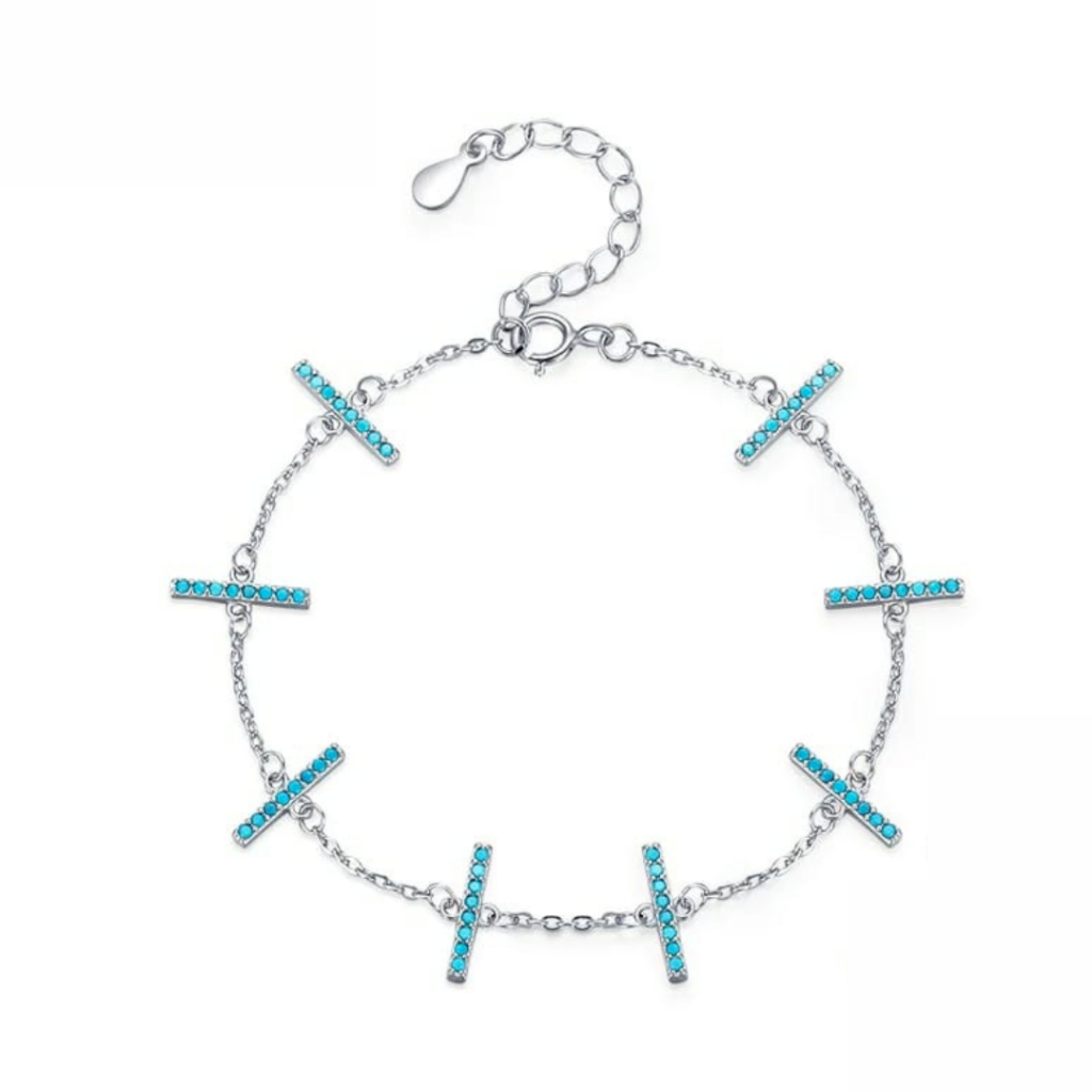 PULSEIRA LINK TURQUESA - PRATA 925