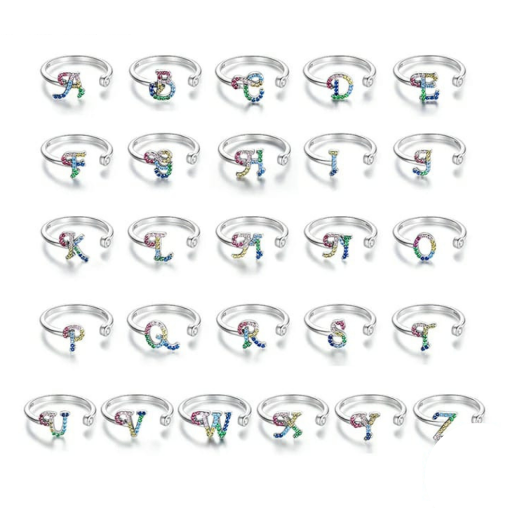 ANEL AJUSTÁVEL A-Z - PRATA 925