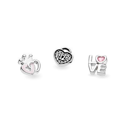 3 PETITE PARA LOCKET PAND CORAÇÕES