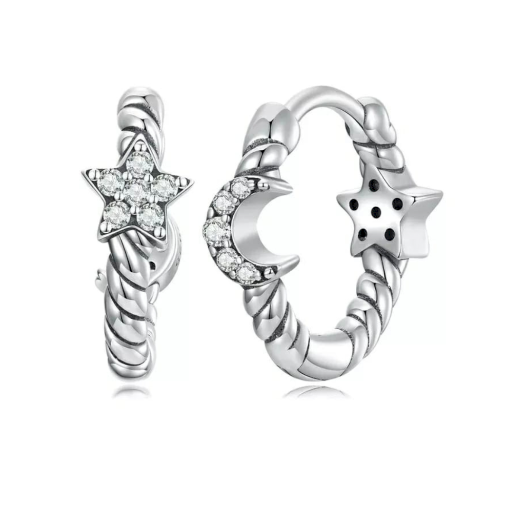 BRINCO ESTRELA & LUA - PRATA 925