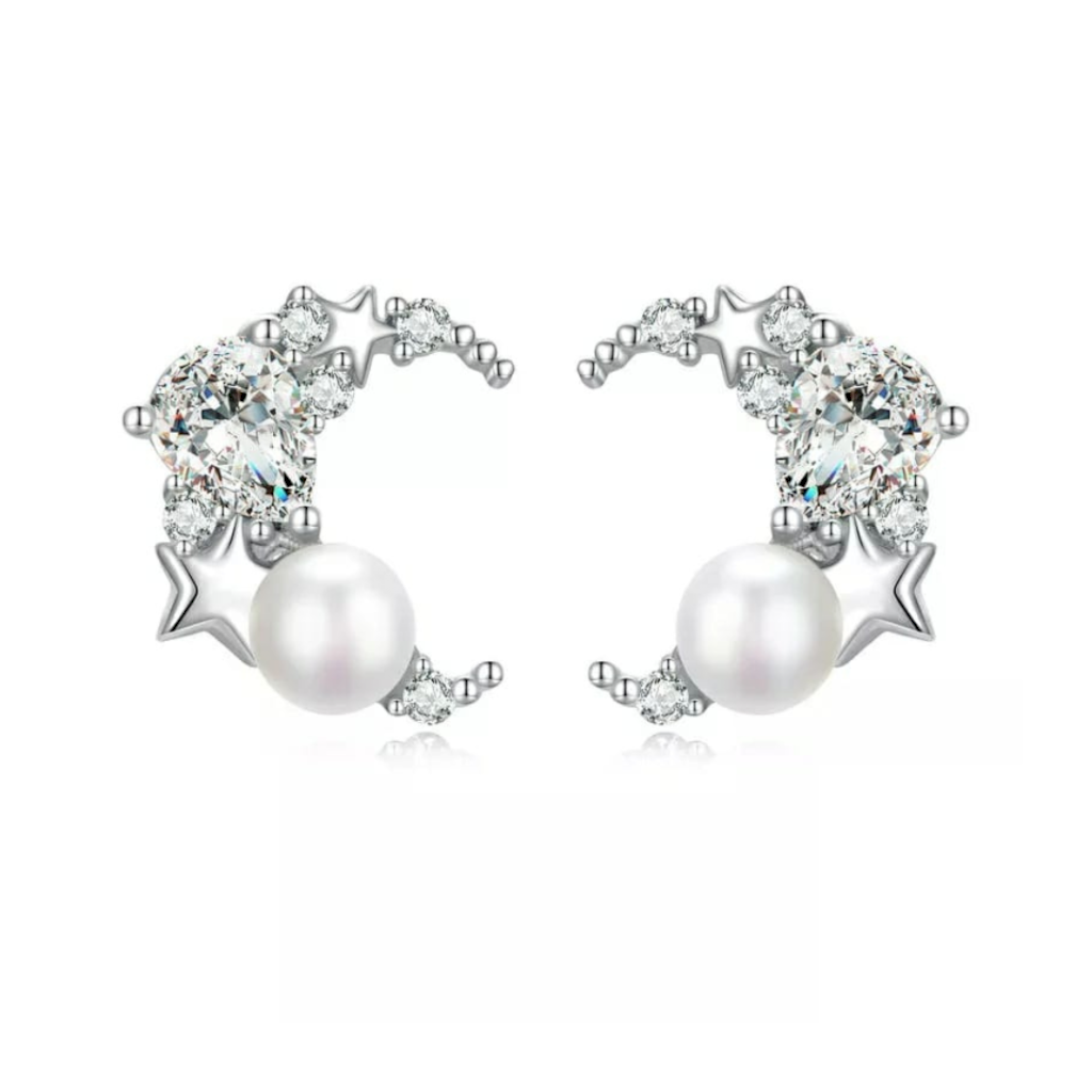 BRINCO ESTRELAS E LUA - PRATA 925