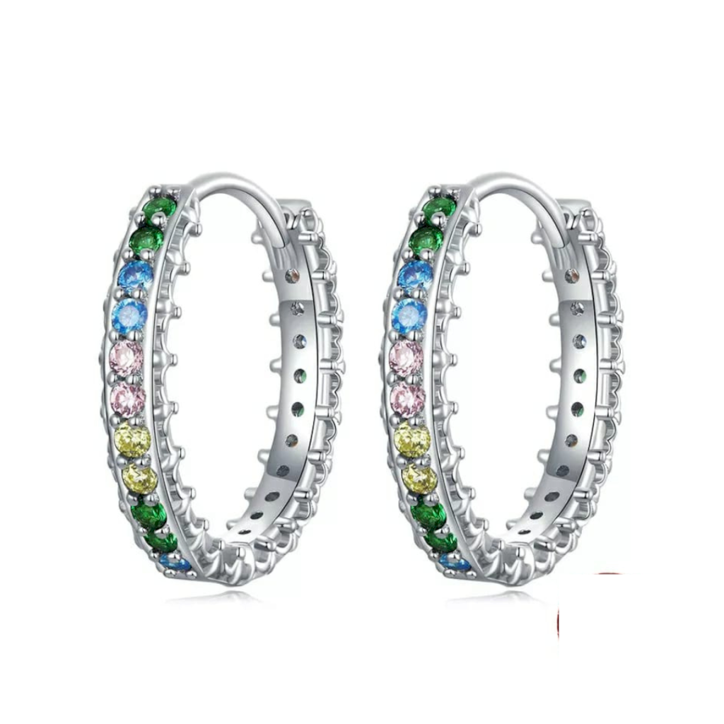 BRINCO ARGOLA CORES - PRATA 925