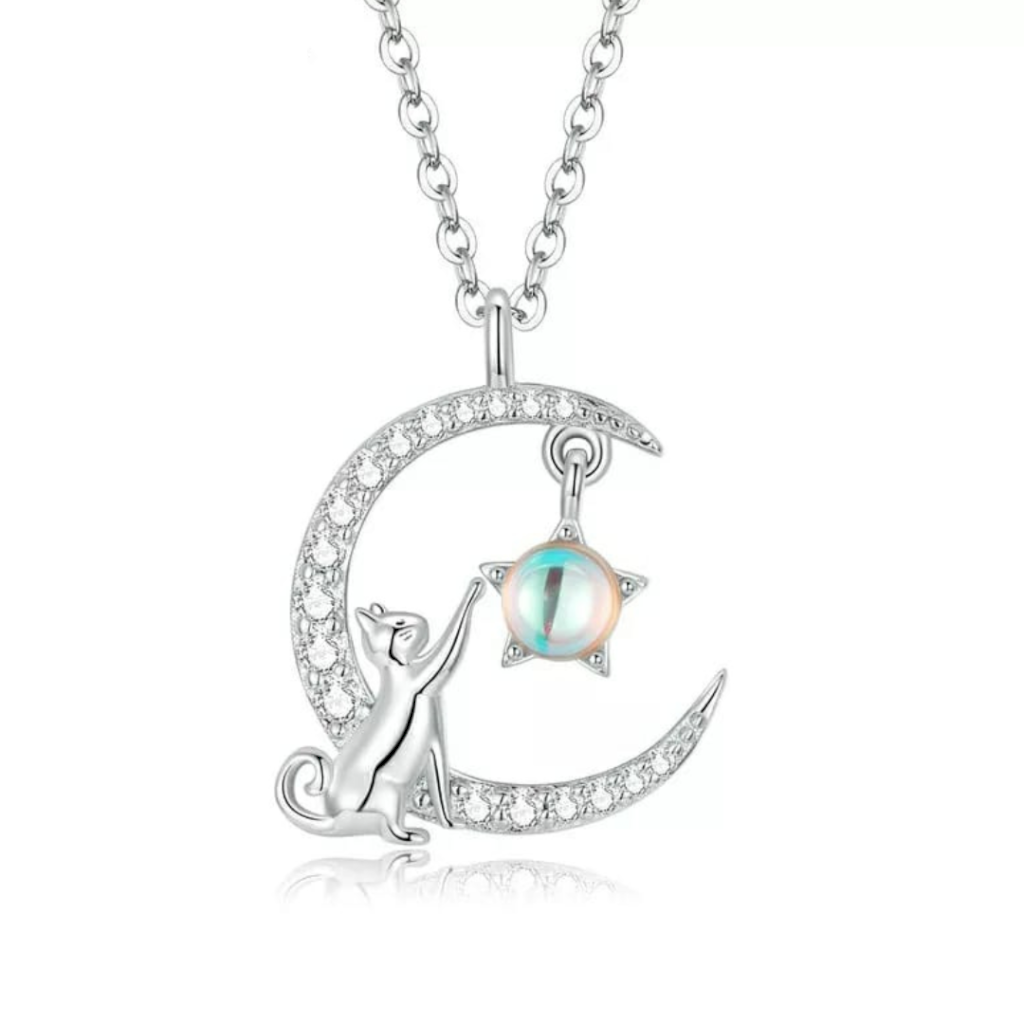 BRINCO GATO NA LUA - PRATA 925