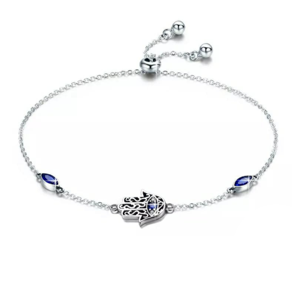 PULSEIRA AZUL HAMSA - PRATA 925