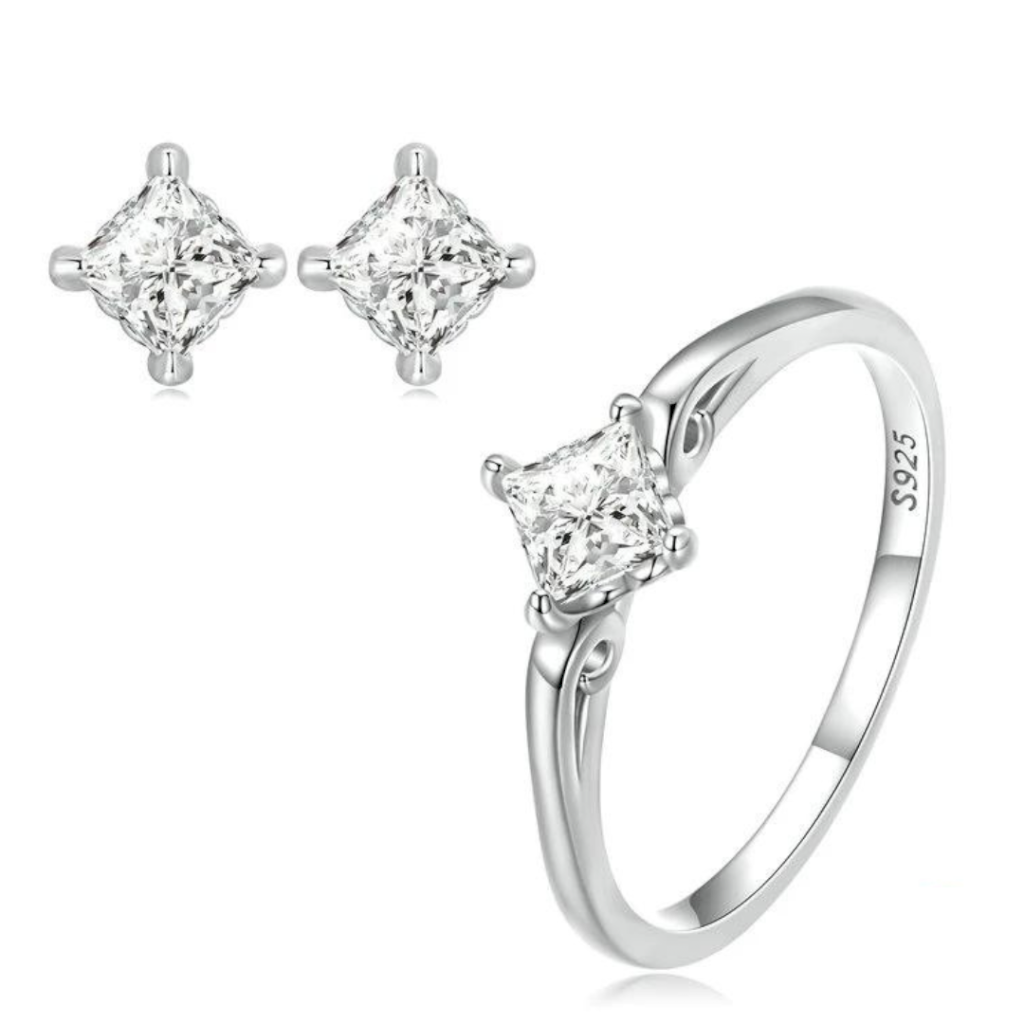 CONJUNTO QUADRADO DELICADO - PRATA 925