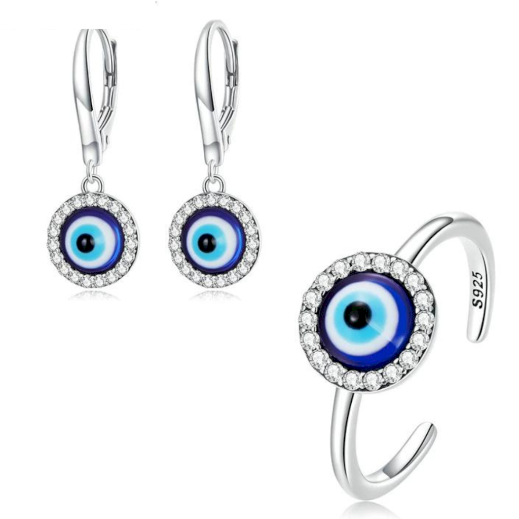 CONJUNTO OLHO GREGO - PRATA 925