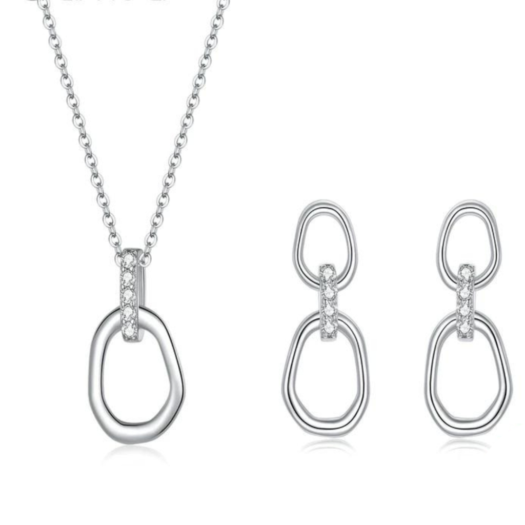 CONJUNTO BOTÃO DUPLO - PRATA 925