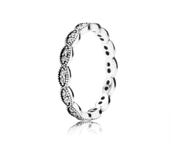 ANEL FOLHAS CINTILANTES PAN - PRATA 925