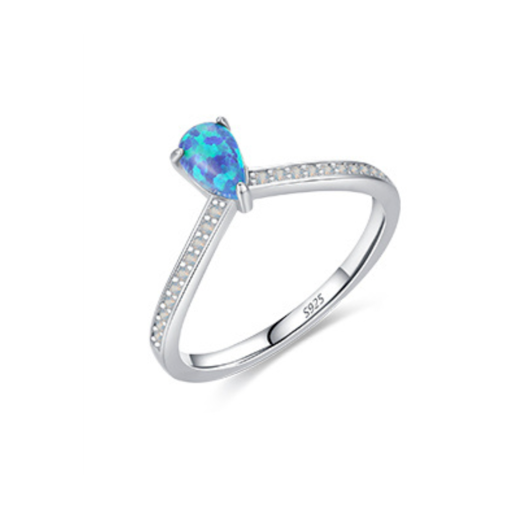 ANEL PEDRA OPALA - PRATA 925