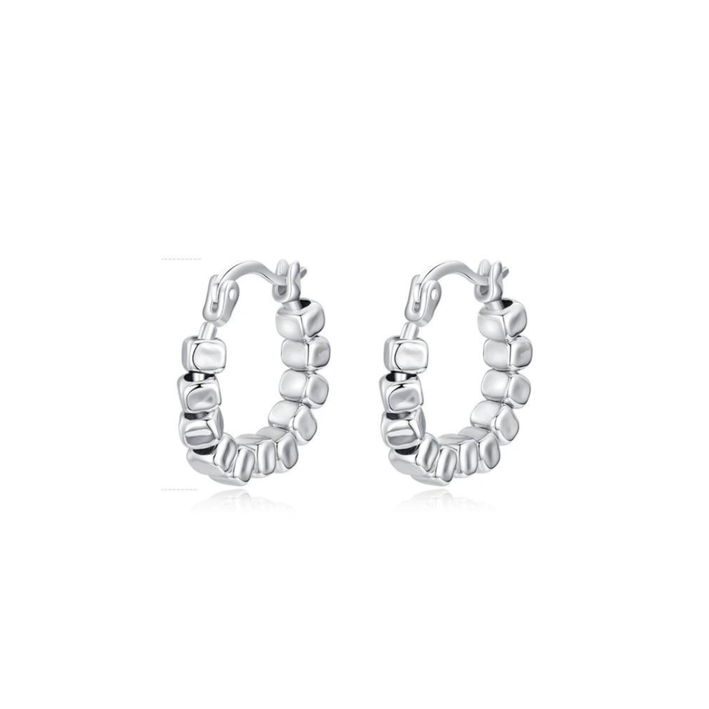 BRINCO ARGOLA PEQUENO BLOCO - PRATA 925