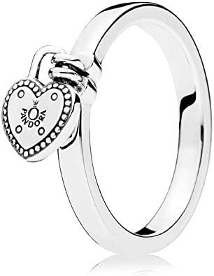 ANEL PAND CORAÇÃO CADEADO - PRATA 925