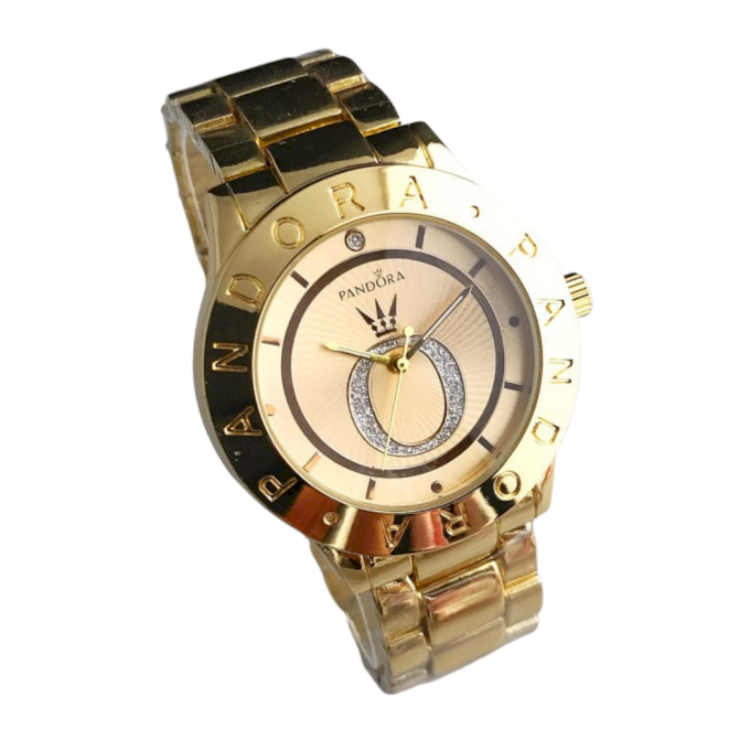 RELÓGIO DOURADO LOGO BRILHANTE