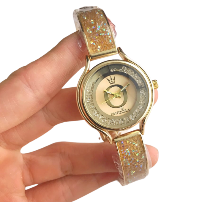 RELÓGIO PAND DE STRASS DOURADO