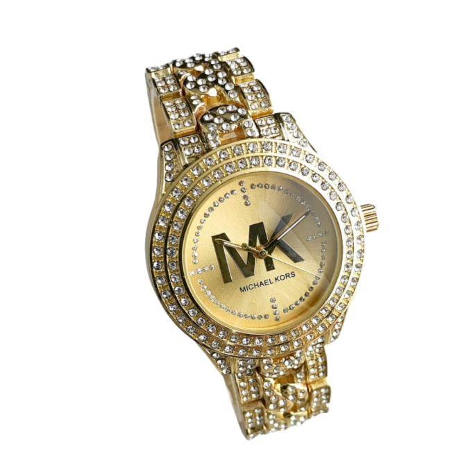 RELÓGIO MK DOURADO CRAVEJADO 