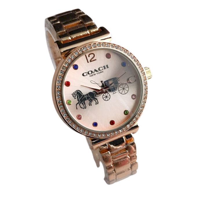 RELÓGIO PEDRAS COLORES ROSE CH