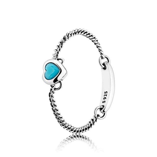 ANEL TURQUESA CORRENTE PAN - PRATA 925
