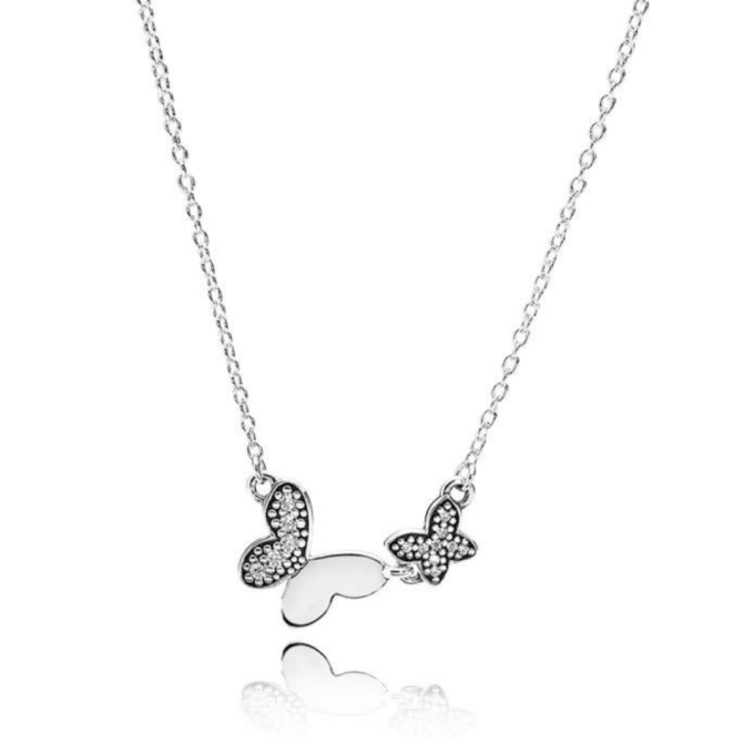 COLAR BORBOLETAS CRAVEJADAS PAND - PRATA 925