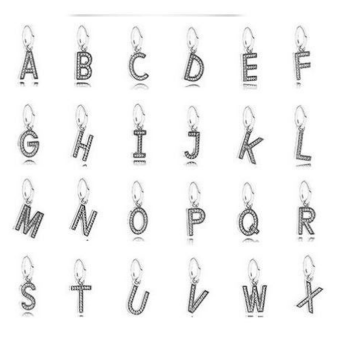 BERLOQUE ALFABETO CRAVEJADO - PRATA 925