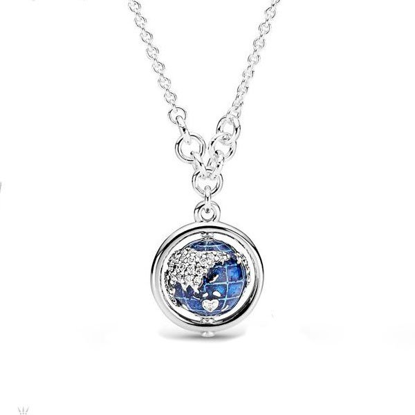 COLAR GLOBO AZUL PAN - PRATA 925