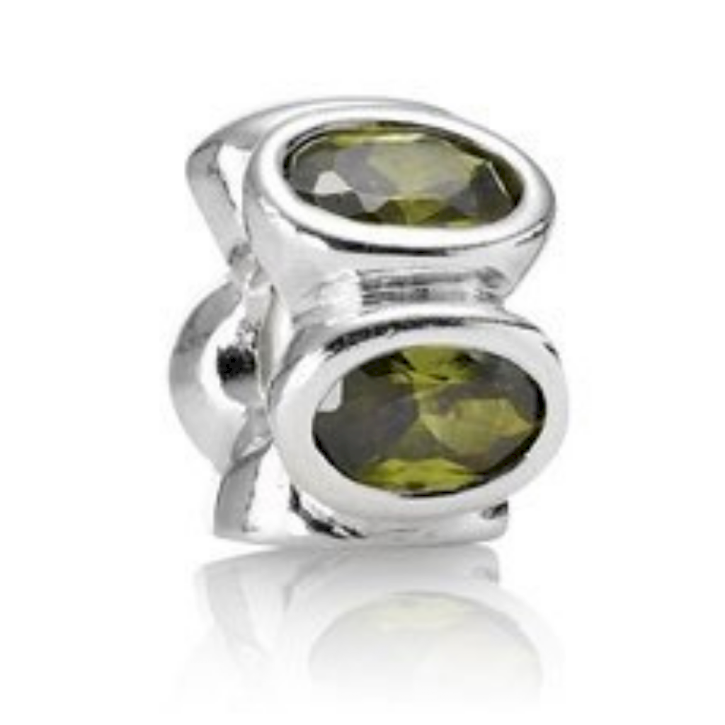 BERLOQUE BEAD GREEN STONES - PRATA 925