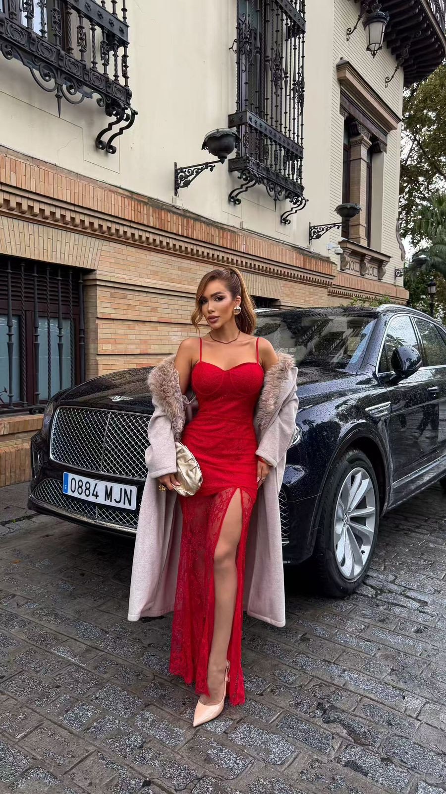 B222 Vestido  Longo Renda 