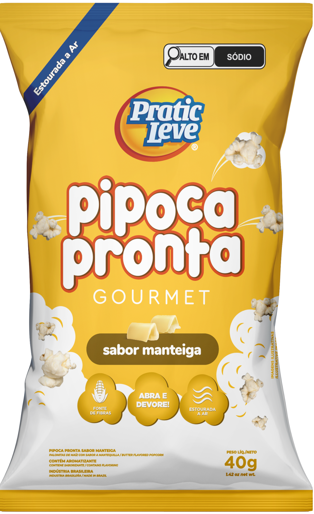PIPOCA PRATIC LEVE 40G MANTEIGA