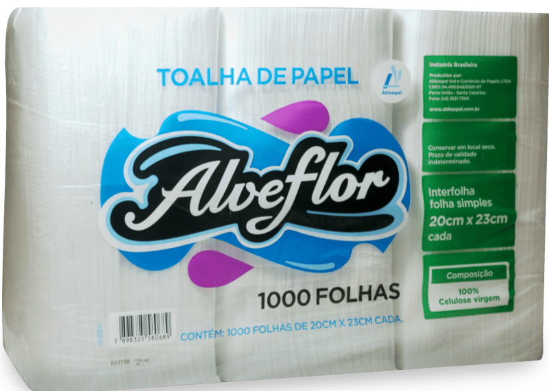 PAPEL TOALHA 20X23 ALVEFLOR C/ 1000