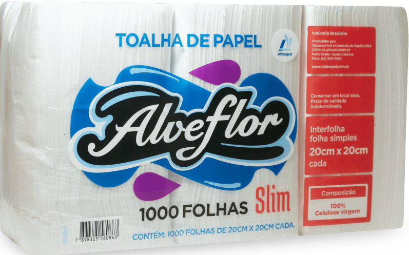 PAPEL TOALHA 20X20 ALVEFLOR SLIM C/1000