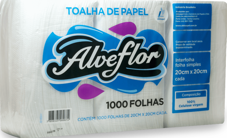 PAPEL TOALHA 20X20 ALVEFLOR C/ 1000