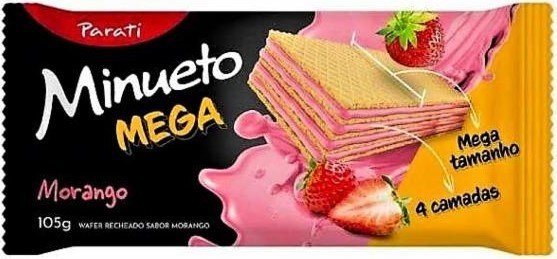 WAFER MINUETO 105G MEGA MORANGO