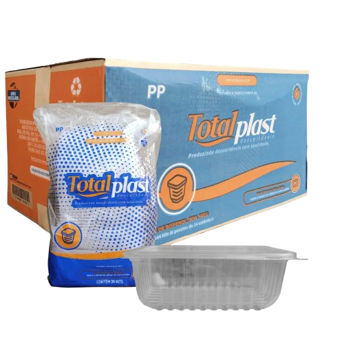 KIT POTE E TAMPA TOTALPLAST 1000ML RETANGULAR