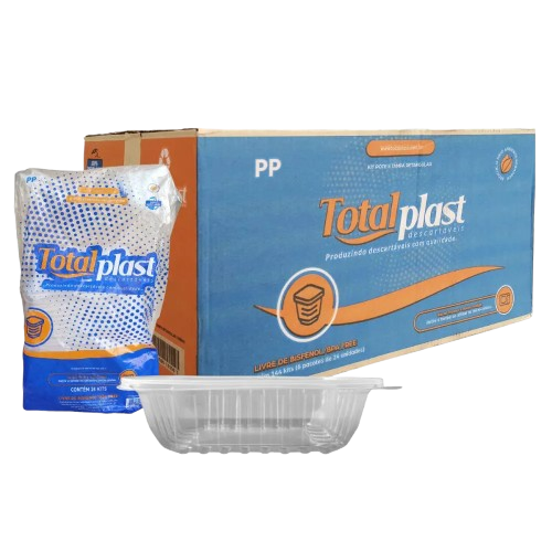 KIT POTE E TAMPA TOTALPLAST 750ML RETANGULAR