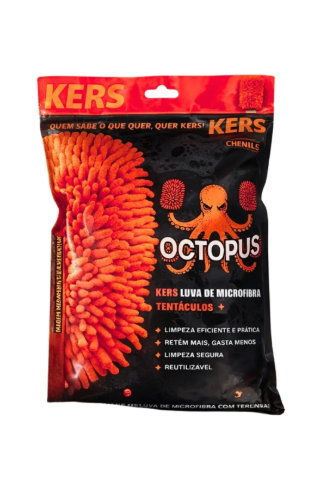 Luva De Microfibra Com Tentáculos Octopus Kers 20x30cm 145g Laranja