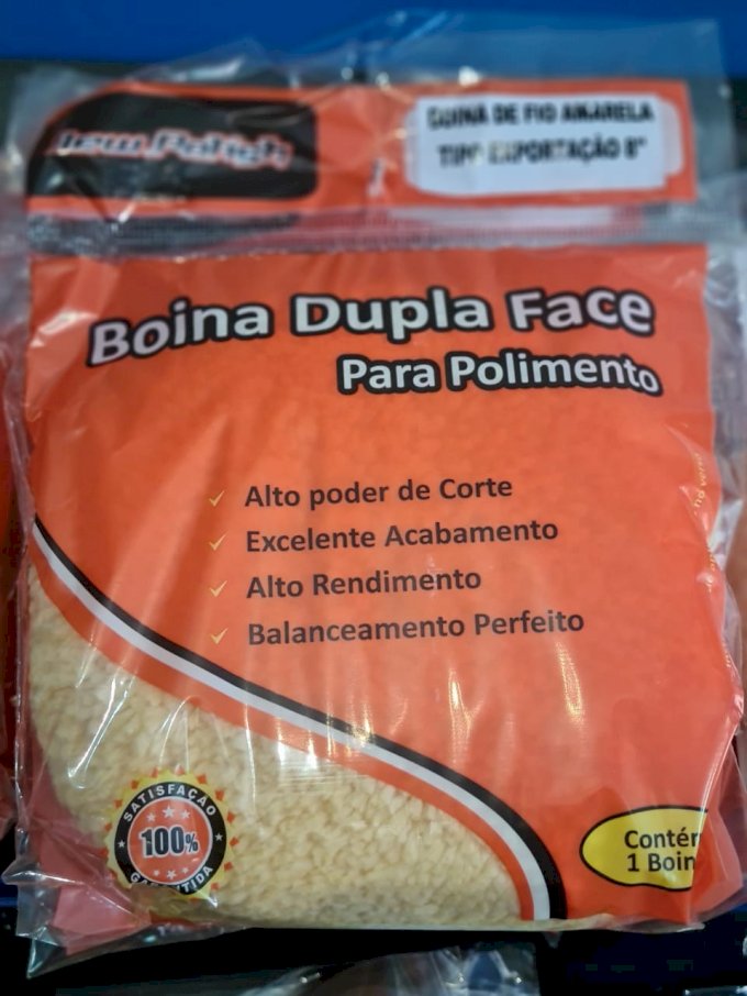 Boina Lã Amarela Macia tam. 8' Dupla face